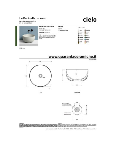 Cielo Shui Comfort lavabo tondo da 40