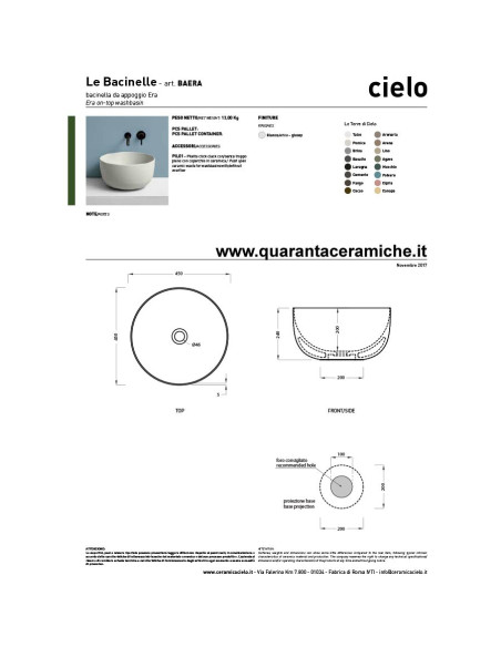 Cielo Shui Comfort lavabo tondo da 40