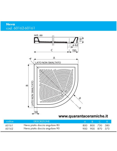 Pozzi Ginori piatto doccia 75x65 H11 cm bianco