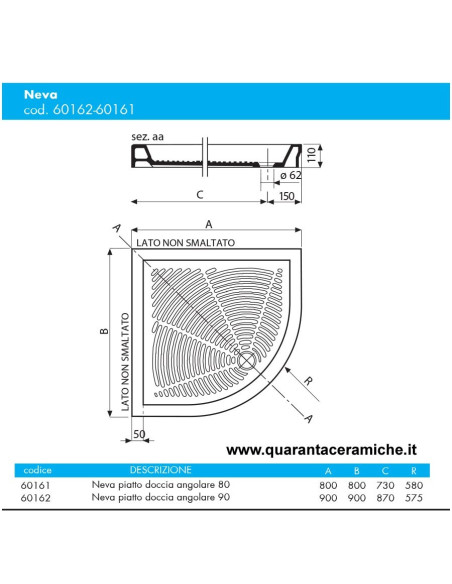 Pozzi Ginori piatto doccia 75x65 H11 cm bianco