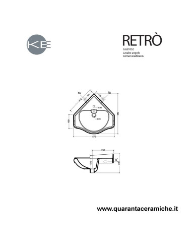 Flaminia Mini Twin lavabo sospeso ad angolo cm 30