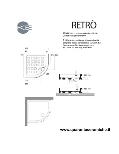 Althea piatto doccia Ito 80x80  in ceramica H5,5 cm