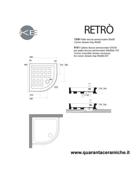 Althea piatto doccia Ito 80x80  in ceramica H5,5 cm