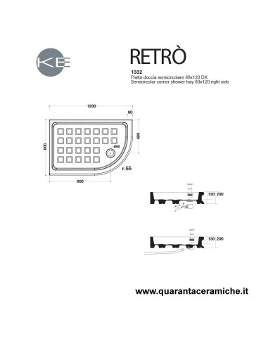 Althea piatto doccia Ito 80x80  in ceramica H5,5 cm
