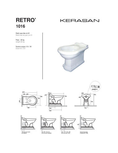 Kerasan Retro' vaso BTW completo di coprivaso
