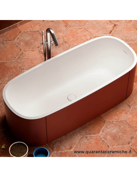 Kerasan Retrò vasca bianca 170x77 con piedi, colonna e sifone di scarico