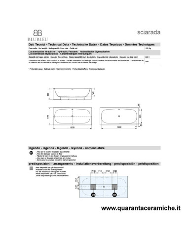 Kerasan Retrò vasca bianca 170x77 con piedi, colonna e sifone di scarico