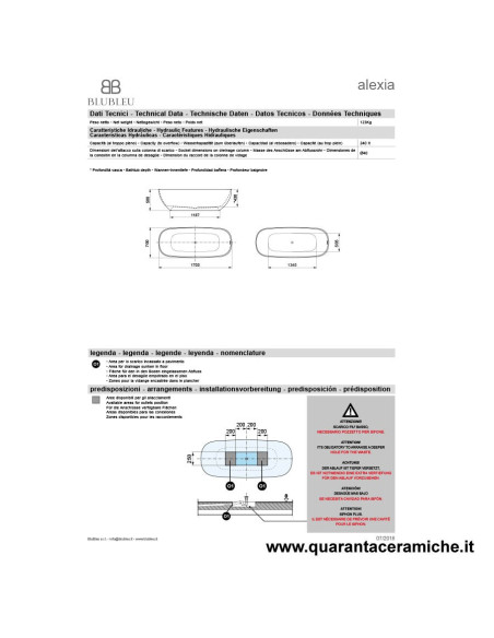 Kerasan Retrò vasca bianca 170x77 con piedi, colonna e sifone di scarico