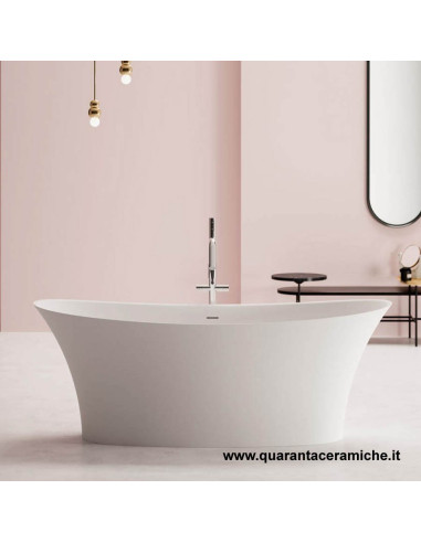 Kerasan Retrò vasca bianca 170x77 con piedi, colonna e sifone di scarico