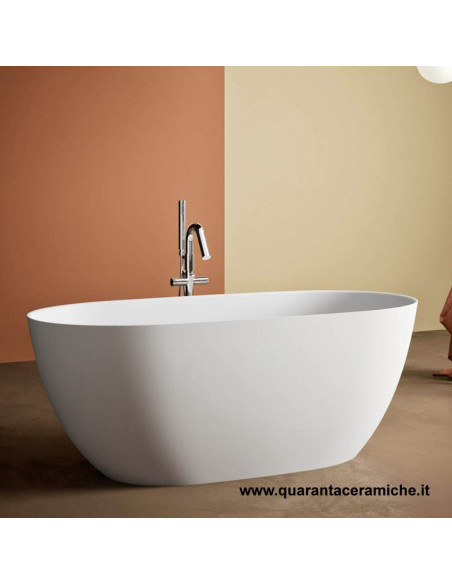 Kerasan Retrò vasca bianca 170x77 con piedi, colonna e sifone di scarico