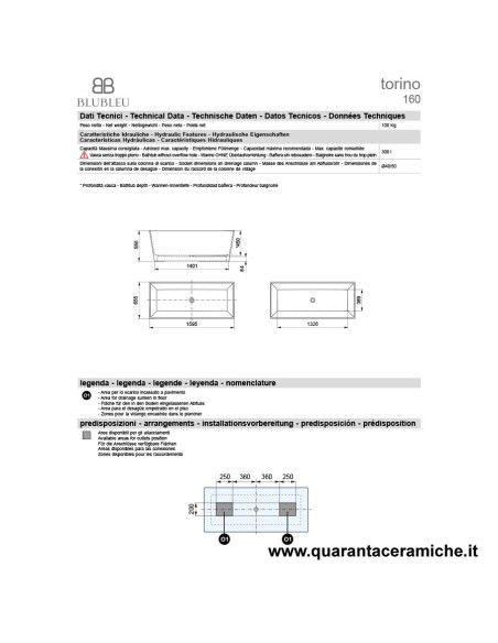 Kerasan Retrò vasca bianca 170x77 con piedi, colonna e sifone di scarico