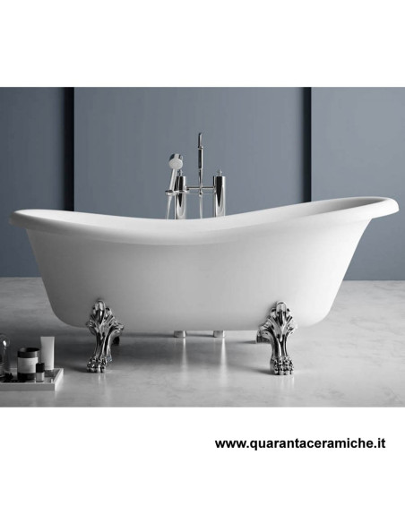 Kerasan Retrò vasca bianca 170x77 con piedi, colonna e sifone di scarico