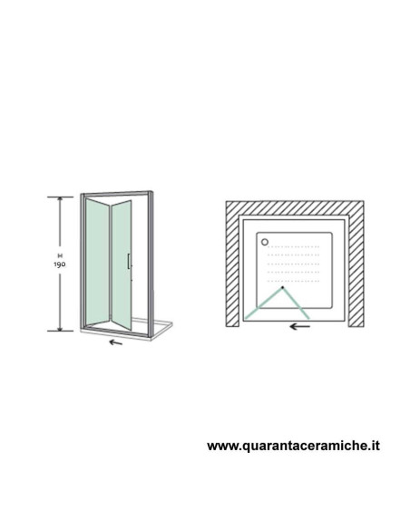 Nolan nicchia a libro 70 cm trasparente cristallo 5 mm altezza 185 cm