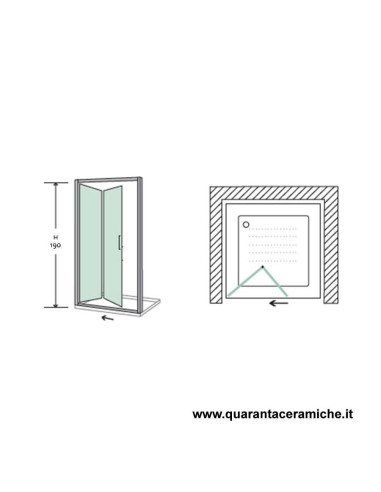 Nolan nicchia a libro 80 cm trasparente cristallo 5 mm altezza 185 cm