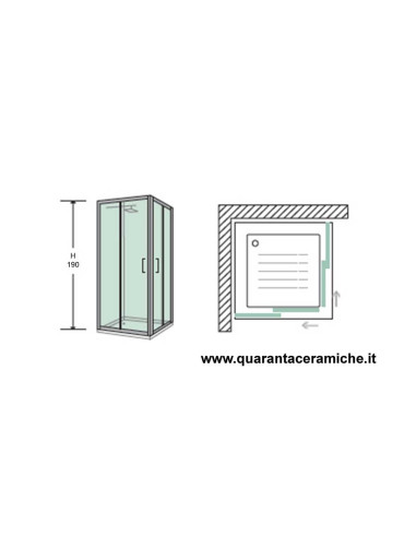 Nolan box doccia quadrato 70x70 cristallo trasparente 6 mm altezza 185 cm