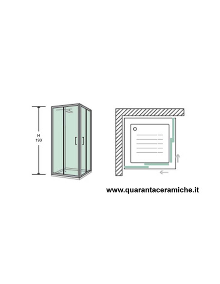 Nolan box doccia quadrato 80x80 cristallo stampato 6 mm altezza 185 cm