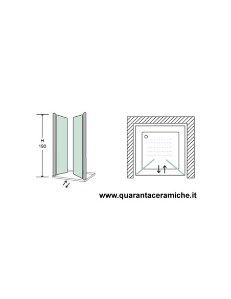 Doroti porta a saloon 90 cm trasparente cristallo 6 mm altezza 185 cm