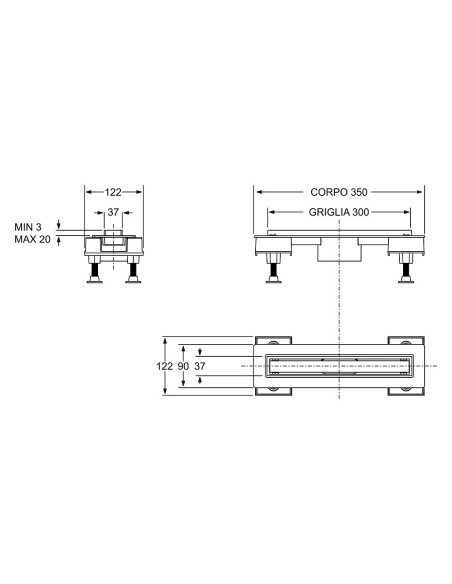 Canalina Doccia Design 20 cm
