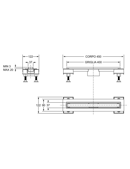 Canalina Doccia Design 20 cm