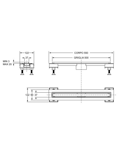 Canalina Doccia Design 20 cm