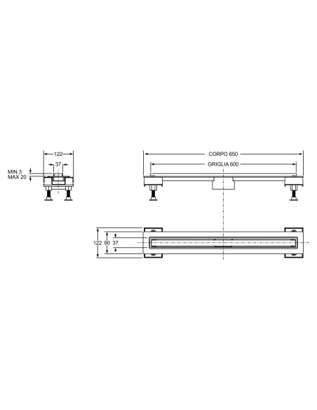 Canalina Doccia Design 20 cm