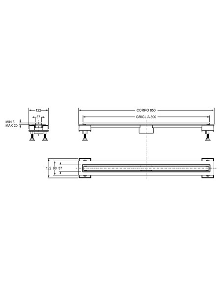 Canalina Doccia Design 20 cm