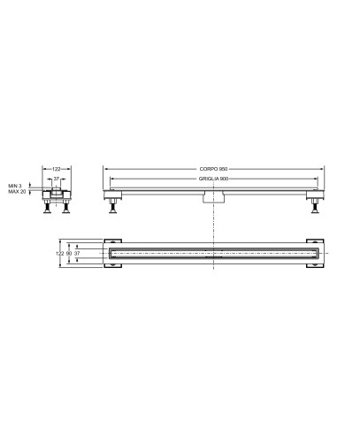 Canalina Doccia Design 20 cm