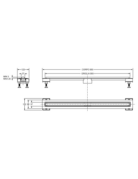 Canalina Doccia Design 20 cm