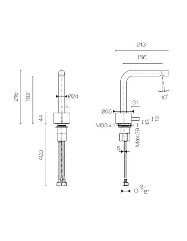 Fantini AF/21 Miscelatore lavabo monoforo cromo con cartuccia progressiva