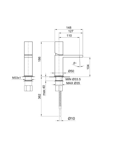 Fantini AF/21 Miscelatore lavabo monoforo cromo con cartuccia progressiva