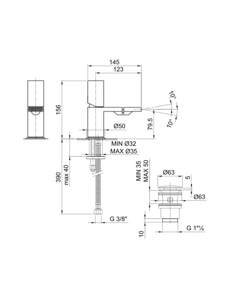 Fantini AF/21 Miscelatore lavabo monoforo cromo con cartuccia progressiva
