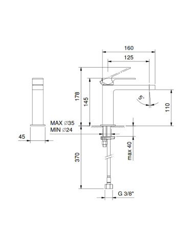 Fantini AF/21 Miscelatore lavabo monoforo cromo con cartuccia progressiva