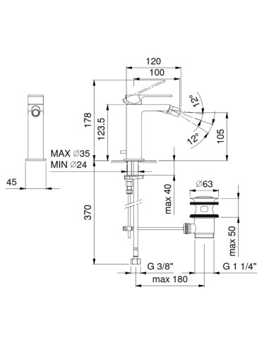 Fantini AF/21 Miscelatore lavabo monoforo cromo con cartuccia progressiva