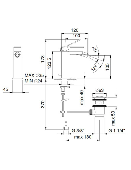 Fantini AF/21 Miscelatore lavabo monoforo cromo con cartuccia progressiva