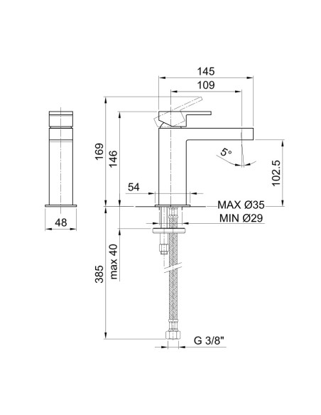 Fantini AF/21 Miscelatore lavabo monoforo cromo con cartuccia progressiva