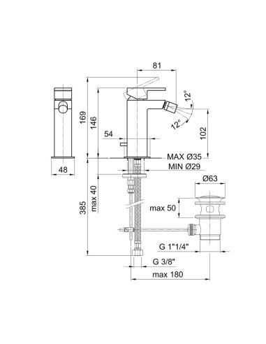 Fantini AF/21 Miscelatore lavabo monoforo cromo con cartuccia progressiva