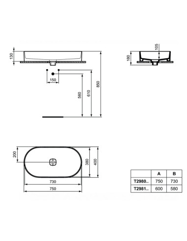 Flaminia Boll lavabo da appoggio cm 56