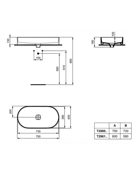 Flaminia Boll lavabo da appoggio cm 56