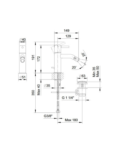 Fantini AF/21 Miscelatore lavabo monoforo cromo con cartuccia progressiva