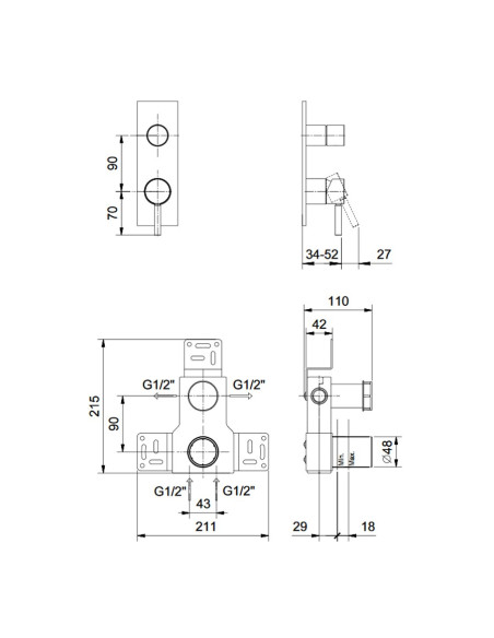 Fantini AF/21 Miscelatore lavabo monoforo cromo con cartuccia progressiva