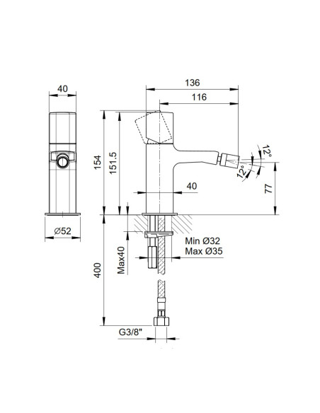 Fantini AF/21 Miscelatore lavabo monoforo cromo con cartuccia progressiva