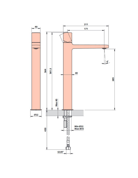 Fantini AF/21 Miscelatore lavabo monoforo cromo con cartuccia progressiva