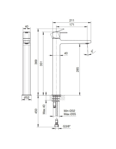 Fantini AF/21 Miscelatore lavabo monoforo cromo con cartuccia progressiva
