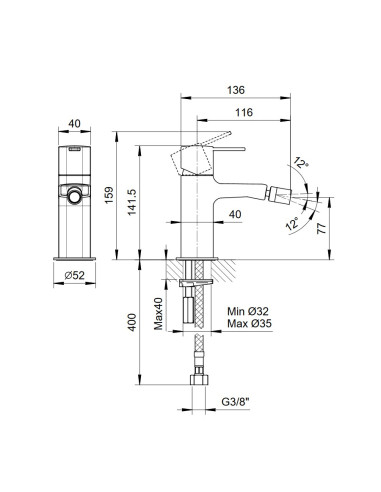 Fantini AF/21 Miscelatore lavabo monoforo cromo con cartuccia progressiva