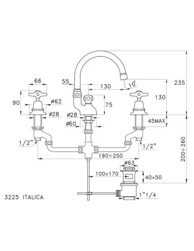 Bugnatese Arcadia batteria lavabo