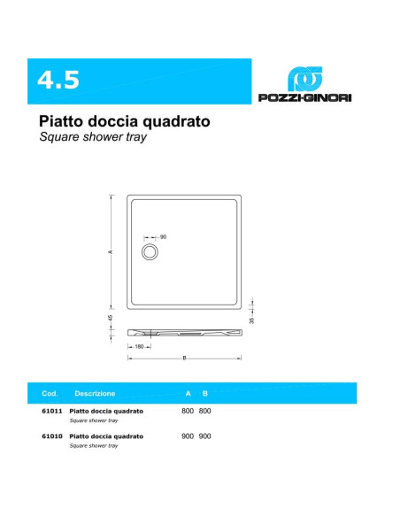 Pozzi Ginori piatto doccia 80x120