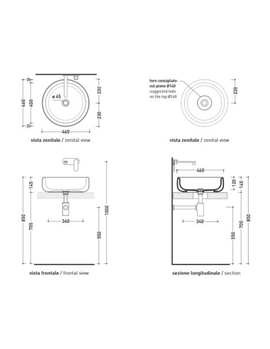 Flaminia Bonola lavabo da appoggio cm 50
