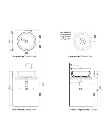 Flaminia Bonola lavabo da appoggio cm 50