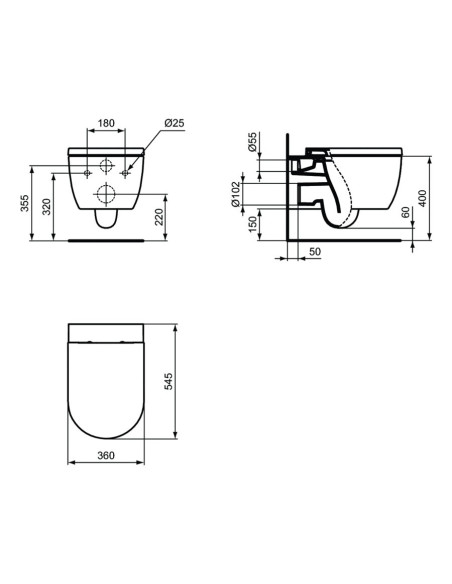 Sanitari sospesi Ideal Standard Tesi vaso AquaBlade bidet e coprivaso rallentato