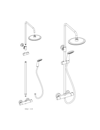 Paini colonna doccia termostatica tonda